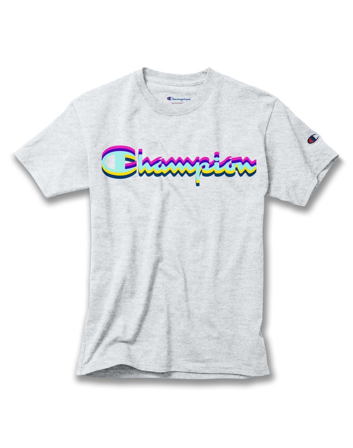 Champion T-Shirt Jongens - Grijs - Cotton Script Logo ( 387514-ABJ )